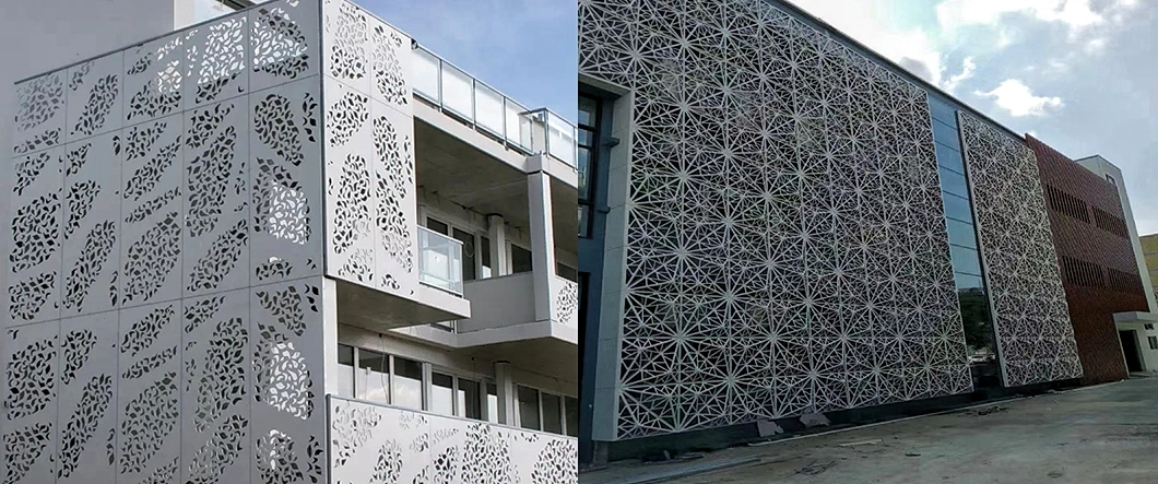 3mm Building Material Facade Cladding Outdoors Laser Cutting Aluminium Perforated Curtain Wall Decor Panel